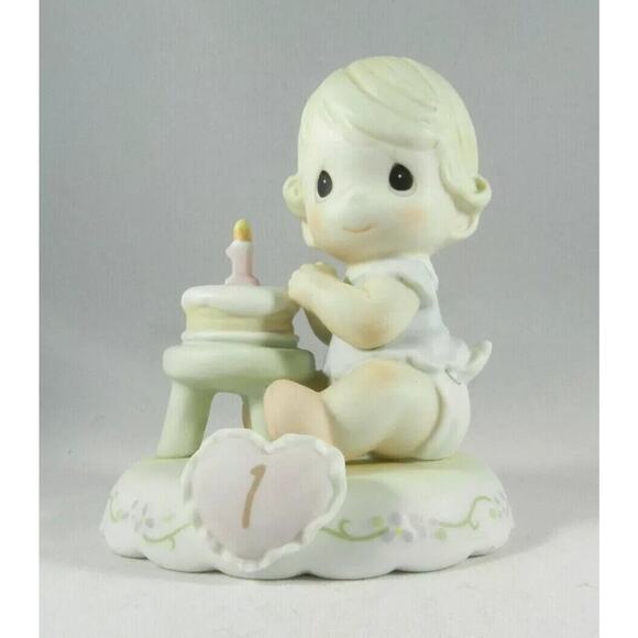 Precious Moments Growing in Grace Age 1 Blonde Girl with Cake 1994 136190 Enesco - Picture 1 of 7